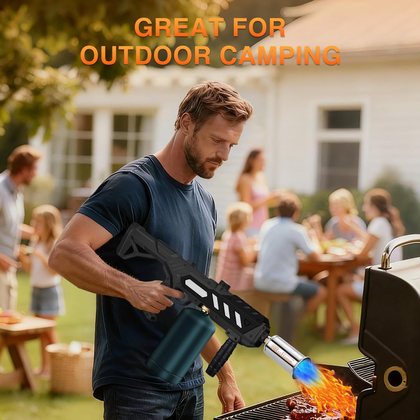 ARTFLAMM Powerful Propane Torch Gun, Kitchen Grill Torch with Detachable Design, Adjustable Flamethrower Torch Burner for Searing Steak, BBQ, Welding, Camping Charcoal Lighter(Tank Not Included)