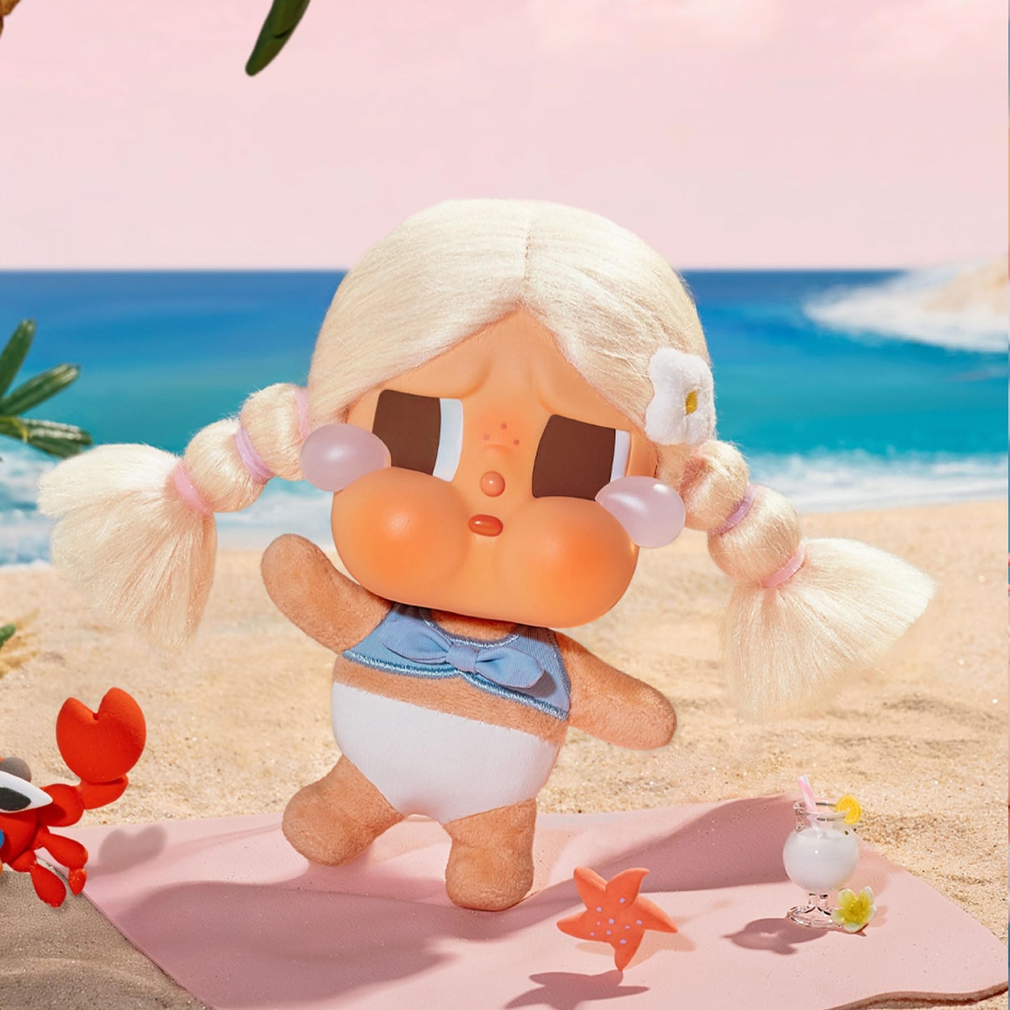 POP MART Crybaby Vacation Mode On Series-Vinyl Plush Pendant Blind Box, Collectible Toys, Holiday Birthday Gifts for Girls and Boys, Single Box