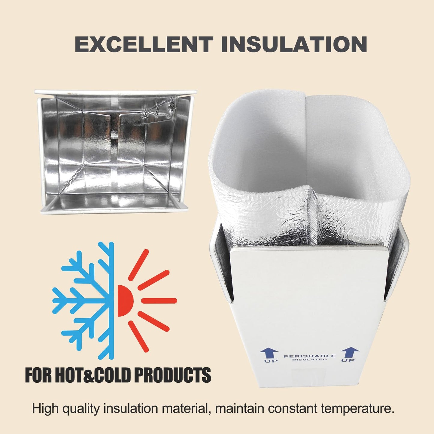 15x10x11" Insulated Shipping Box, Perishable Cooler for Frozen Food Styrofoam Boxes for Cold Shipping Perishables Packaging Insulated Carton with Aluminum Foil Liner Bag, 4 Pack