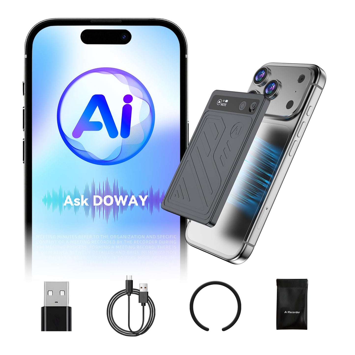 Magnetic AI Voice Recorder-73H Battery, Transcribe&Summarize with AI Noise Cancellation, USB-C Charge Recording Device, 64GB Audio Recorder for Lectures, Meetings, Calls, Interviews, 112 Languages