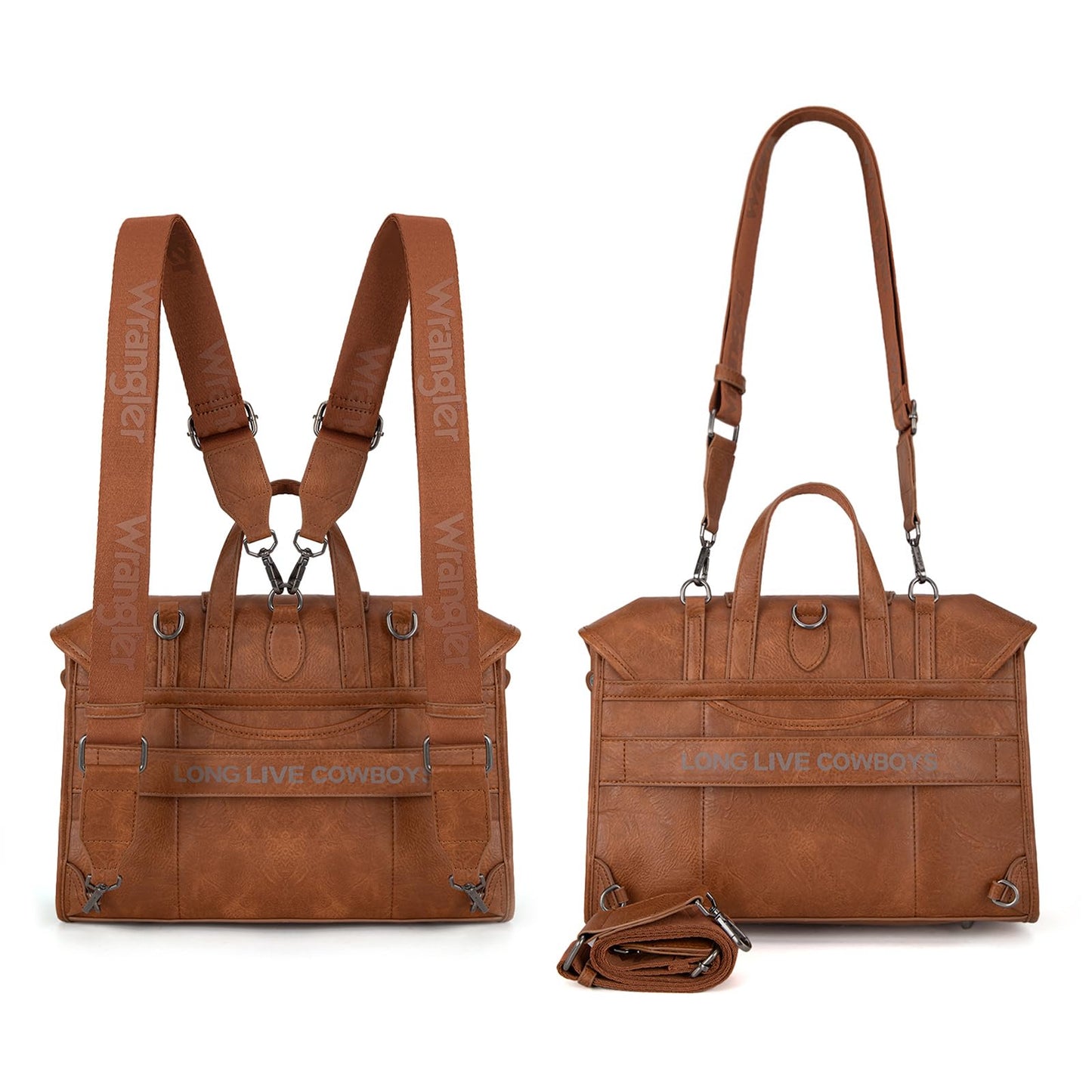 Wrangler Convertible Backpack Purse for Women – Vintage PU Leather Western Travel Bag with Laptop Compartment, Luggage Sleeve, 3-in-1 Backpack Shoulder Handbag
