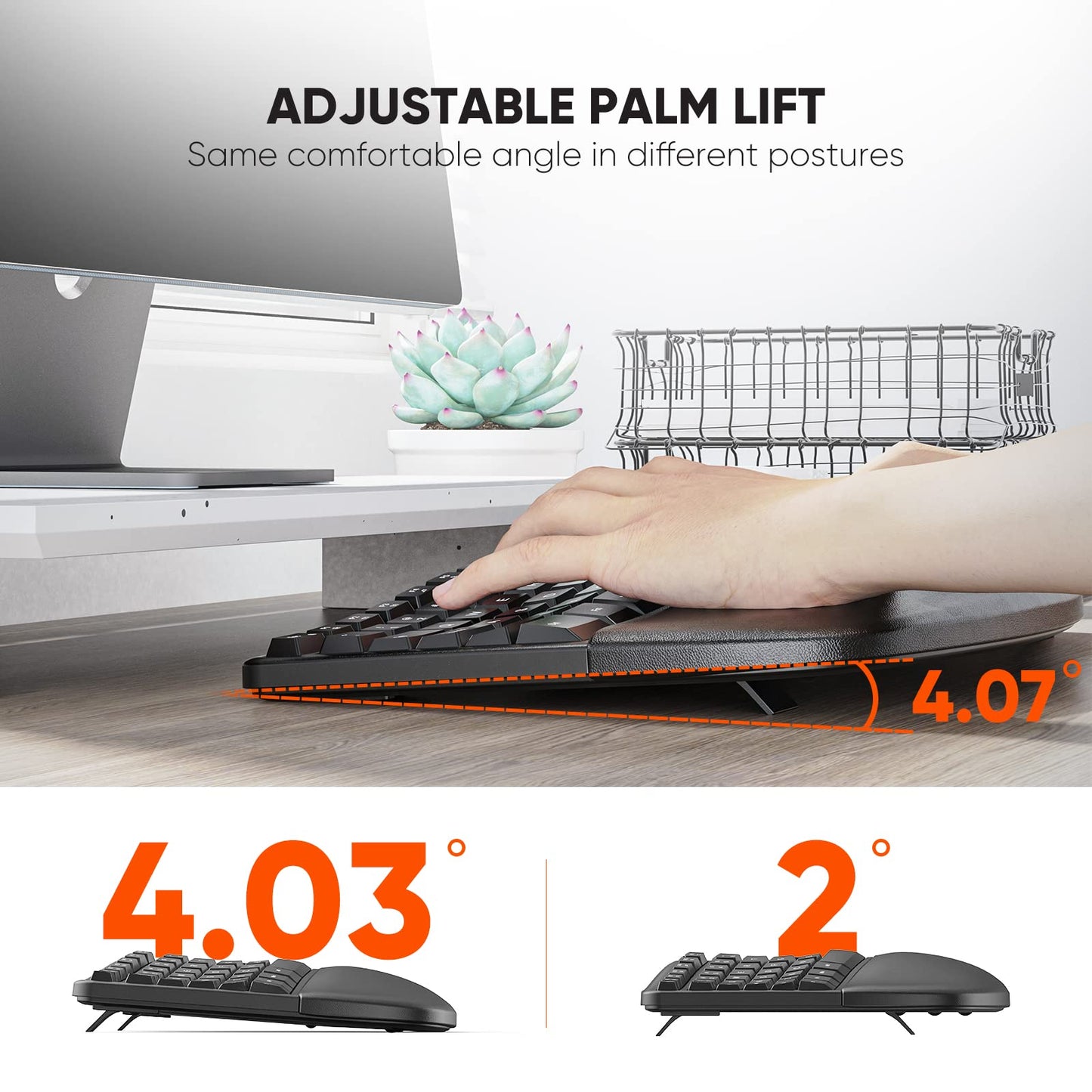 MEETION Ergonomic Wireless Keyboard and Mouse, Ergo Keyboard with Vertical Mouse, Split Arch Keyboard with Cushioned Wrist Palm Rest, Natural Typing Rechargeable Full Size, Windows/Mac/Computer/Laptop
