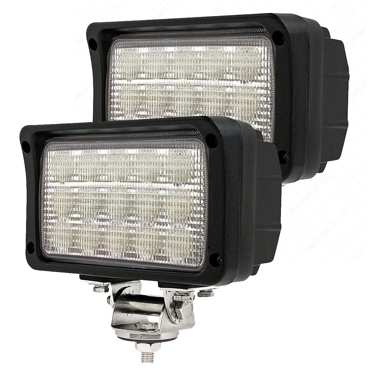 JASLITE 2PACK 6.3IN 45W Led Work Lights 12v/24v 4500LM 6500K Rectangular Foglights,Waterproof Offroad Flood Led Light Bar for Tractor,Truck,Combine,Heavy Equipment,with DT Connector