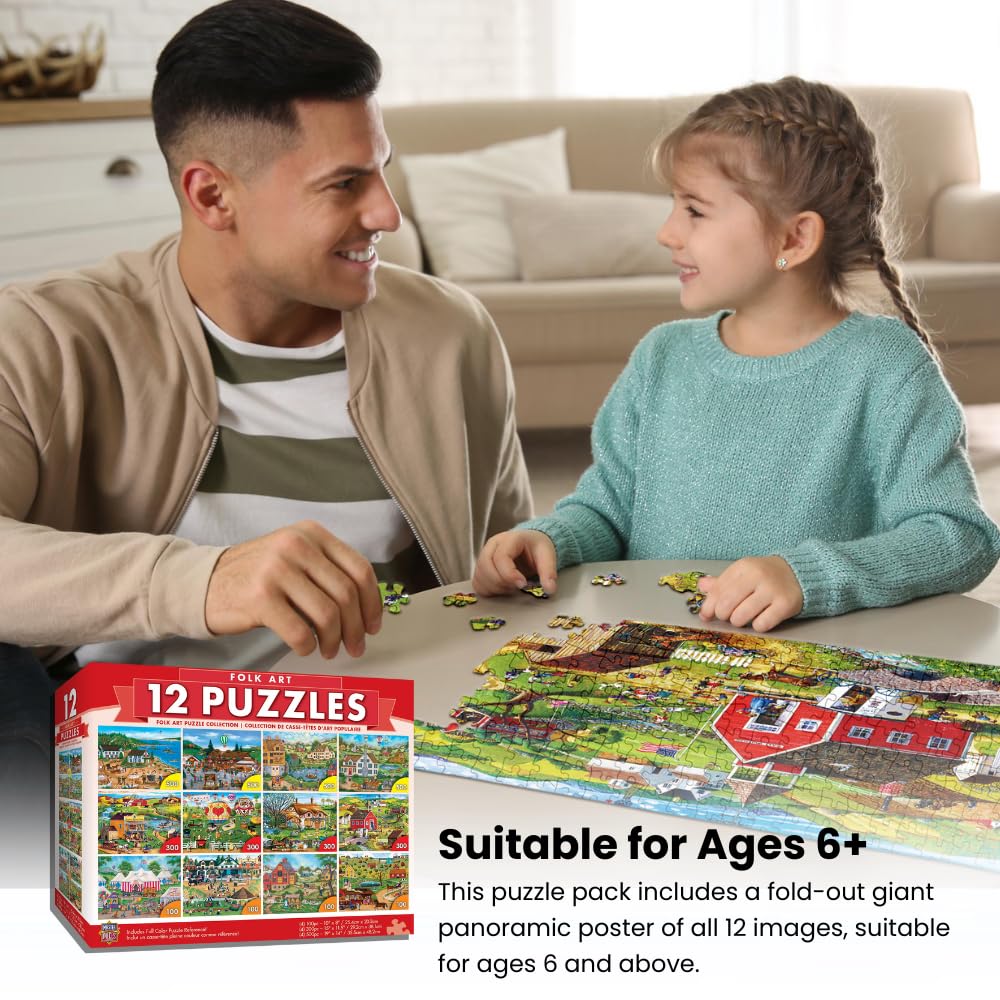 MasterPieces Folk Art 12-Pack Bundle Jigsaw Puzzles, Assorted (31864)