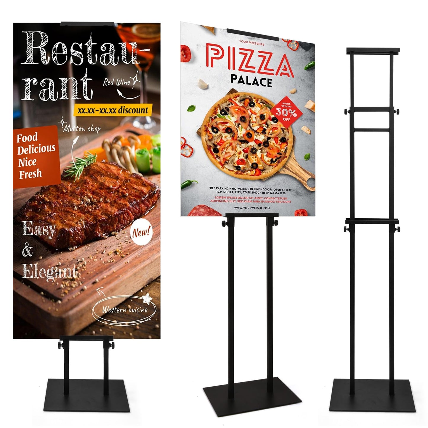 Floor Poster Board Stand, Double-Sided for Board & Foam Sign, Adjustable Metal Sign Holder, Height Up to 82Inches Poster Stand for Display Pedestal Sign Stand (1 Pack Poster Stand)