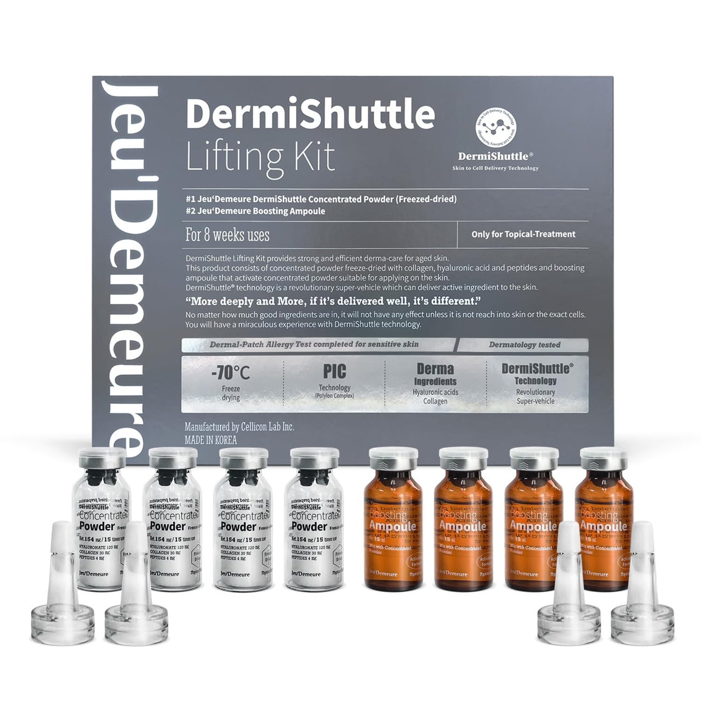JEU'DEMEURE Collagen, Peptide, Hyaluronic Acid Serum, Instant Face Lift Korean skin care Serum for Anti-Aging, Microneedling, Skin-Firming, Brightening, Hydrating for Face & Eye (without microneedle)