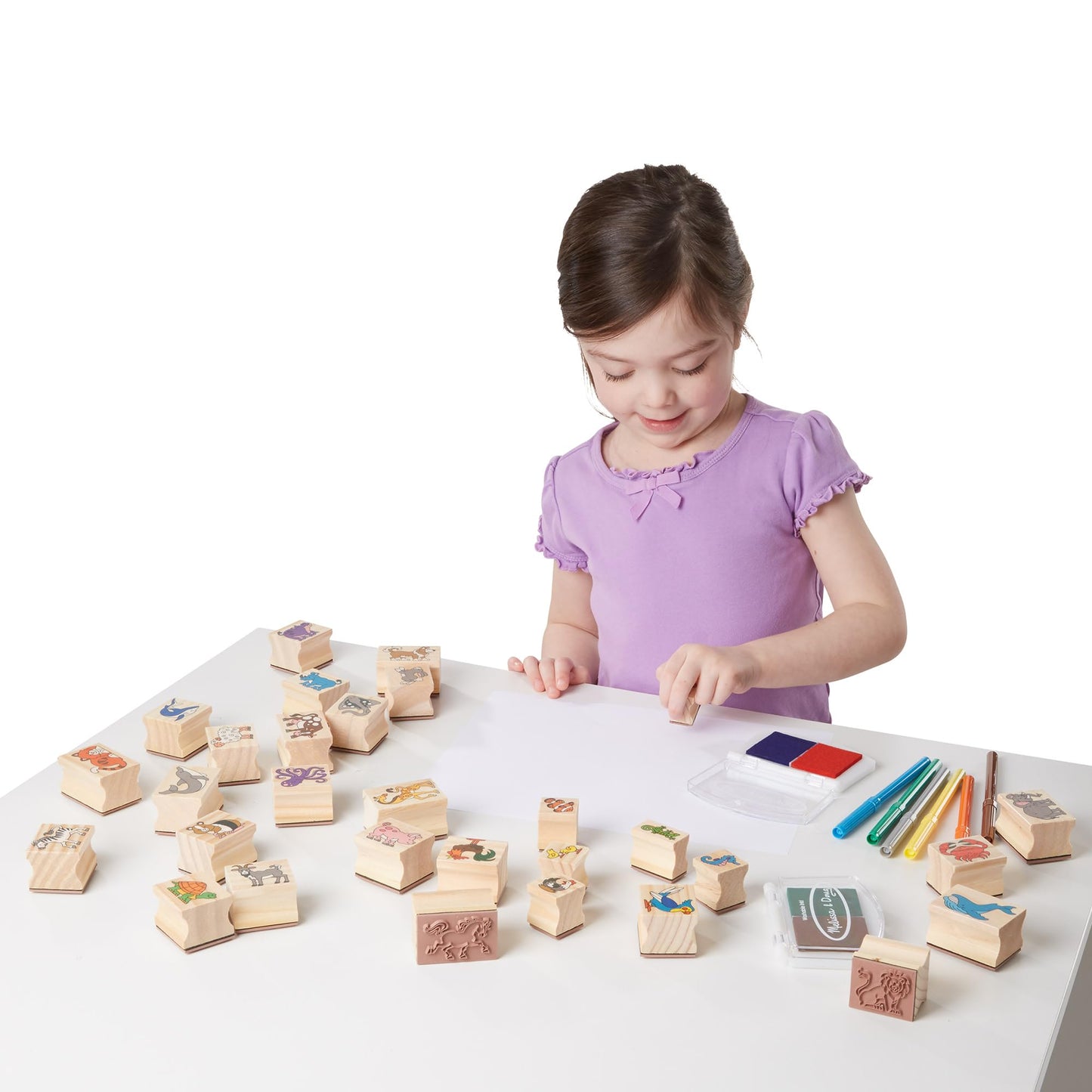 Melissa & Doug Deluxe Wooden Stamp Set-Animals