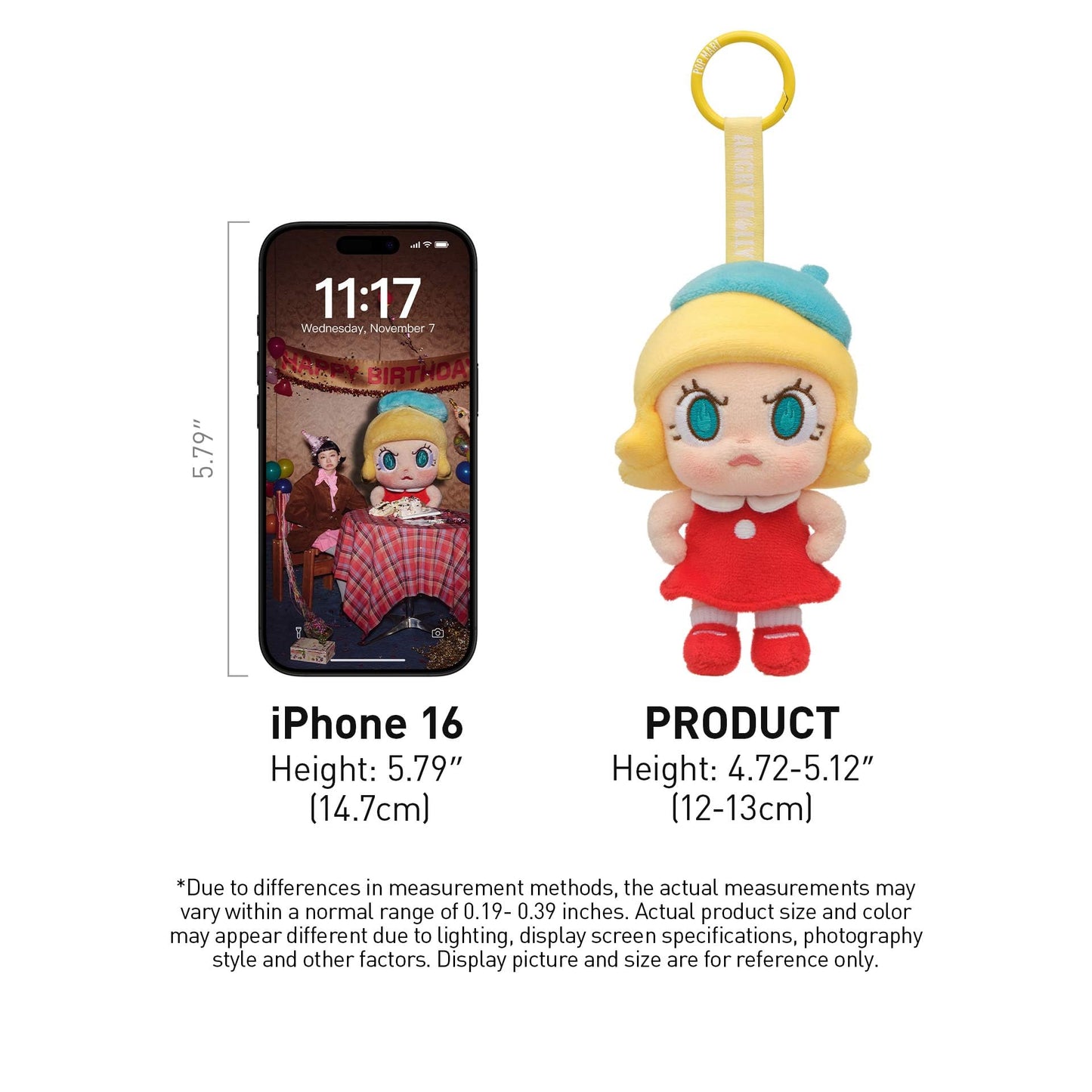 POP MART Angry Molly - Angry Energy Series Plush Pendant, Molly Blind Box Action Figures, Random Design Collectible Toys for Home Decor, Birthday Gifts for Girls Boys Women Men, Single Box