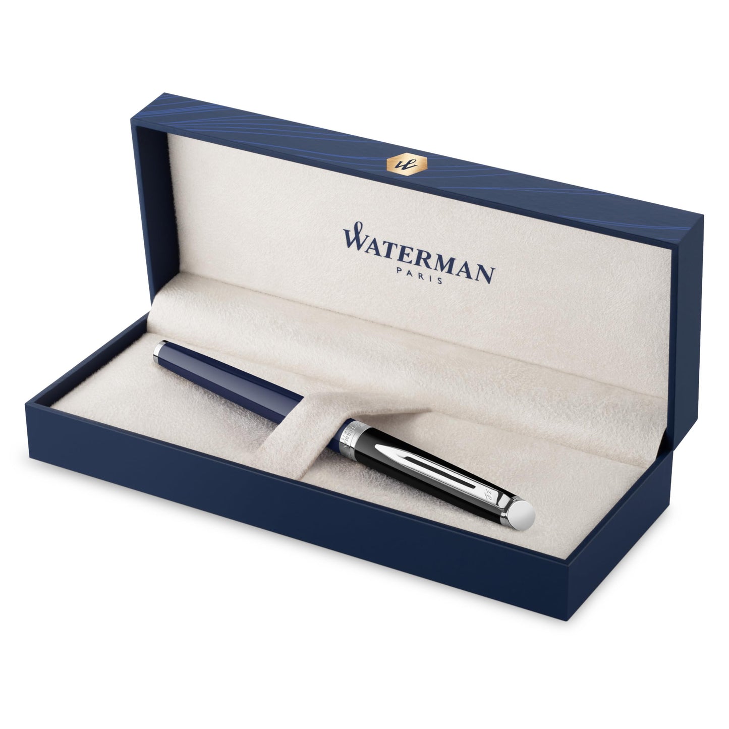 Waterman Hémisphère Rollerball Pen | Black & Blue Lacquer with Palladium Coated Trim | Fine Point | Black Ink | Gift Box