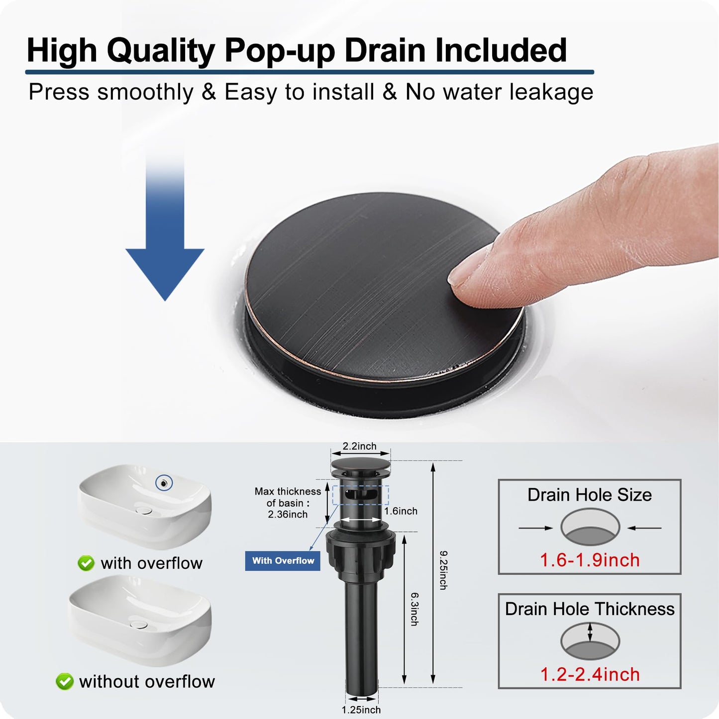 HOIGY Oil Rubbed Bronze Bathroom Faucet Waterfall Faucet, Brass Single Handle Bathroom Sink Faucet 1 Hole or 3 Holes, 4 Inch Bathroom Faucets with Deck Plate & Pop-Up Drain for Farmhouse Quick Install