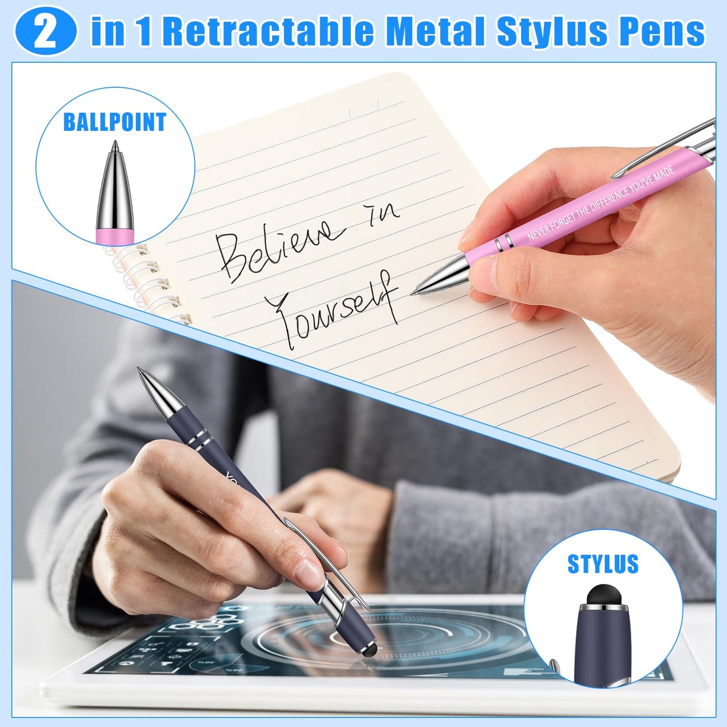 Sherr 120 Pieces Thank You Pens for Touch Screen Thank You Gifts 2 in 1 Pens Ballpoint Pen with Stylus Tip for Events Parties Present Employee Appreciation Office Gifts(Appreciation)