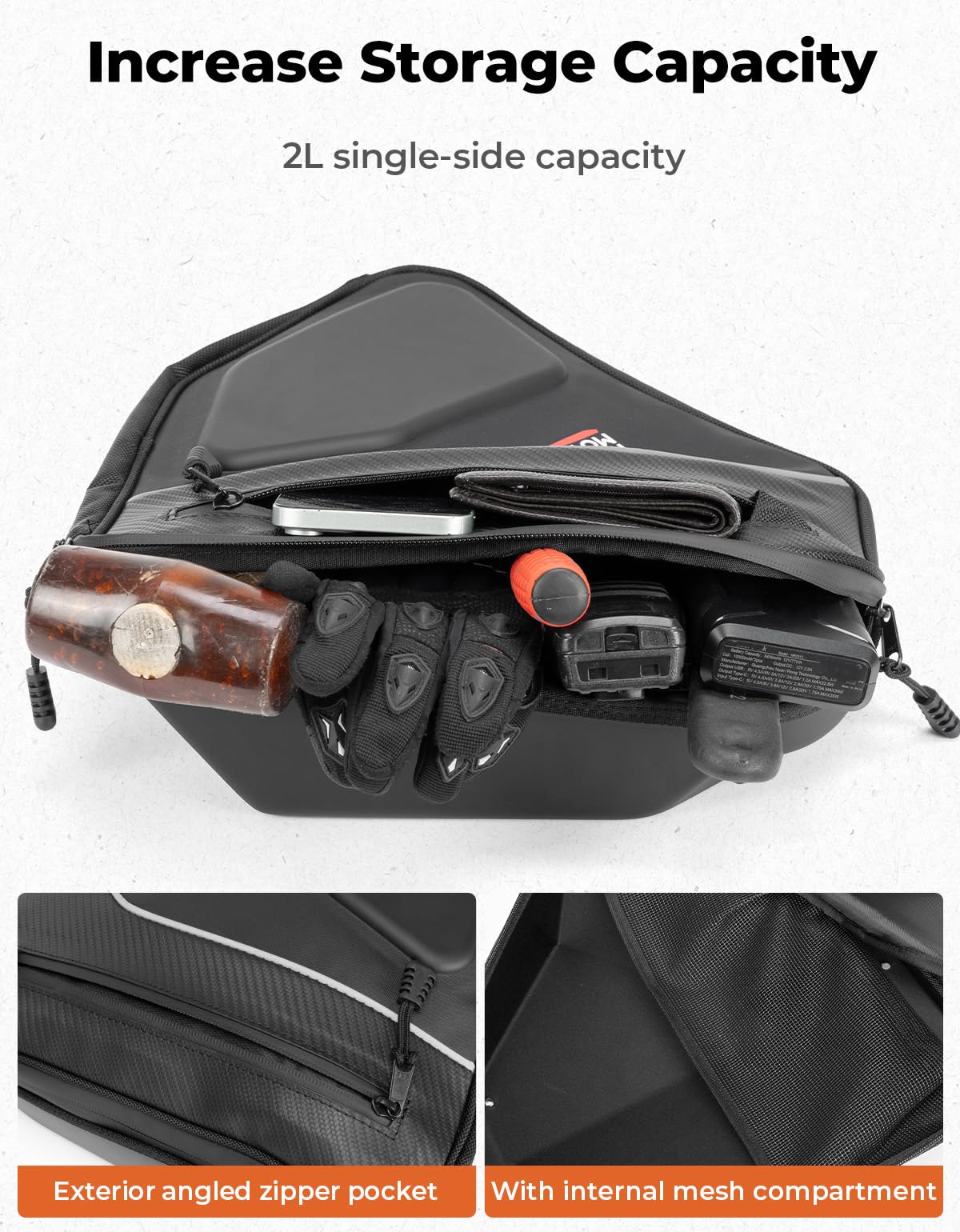 KEMIMOTO Door Bags EVA Water-resistant Door Storage with Padding Compatible with 2017-2025 Can-Am Maverick Sport with Stock Doors/Maverick Trail Equiped with the Sport Half Doors