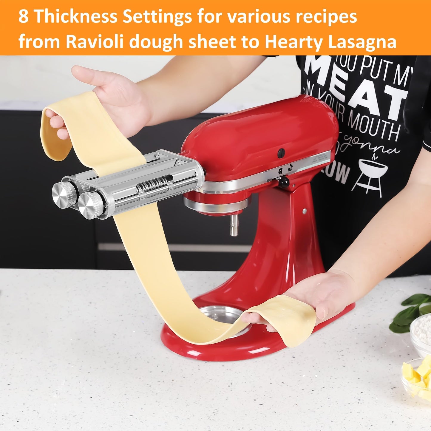 FavorKit Pasta Maker Attachment for KitchenAid Stand Mixers,Sturdy 3 in 1 Set Included Pasta Sheet Roller, Spaghetti and Fettuccine Cutter Accessories-Unique Design