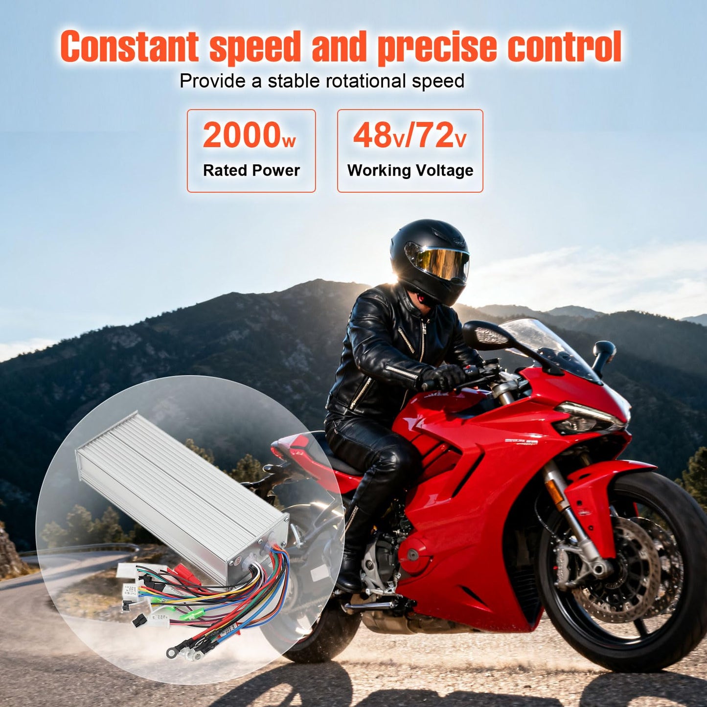 Cozyel 48V/72V 2000W Electric Bicycle Brushless Motor Speed Controller for E-Bike & Scooter