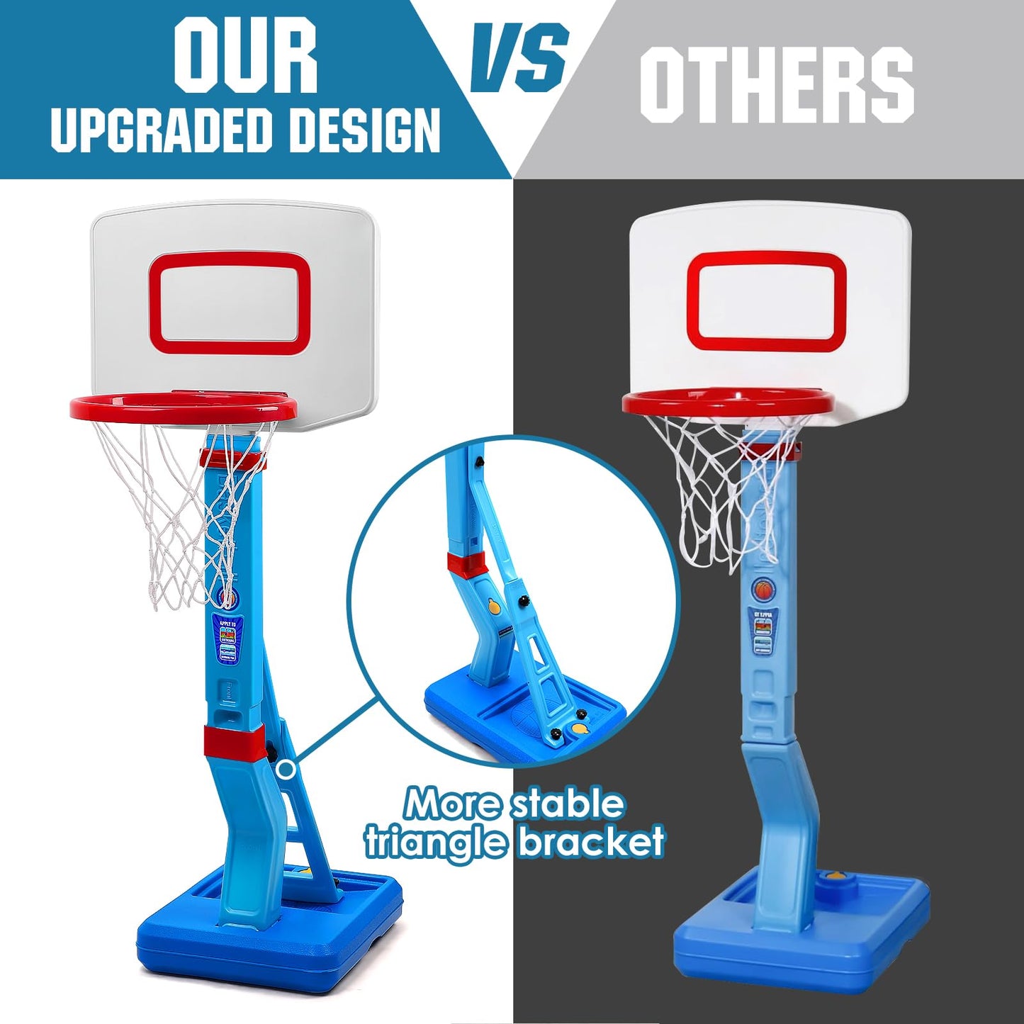 SUPER JOY Toddler Basketball Hoop Height Adjustable Kids Basketball Hoop for Indoor Outdoor Play Portable Basketball Goal Poolside Hoop, Basketball Game Toy for Boys Girls Aged 1 2 3 4 5