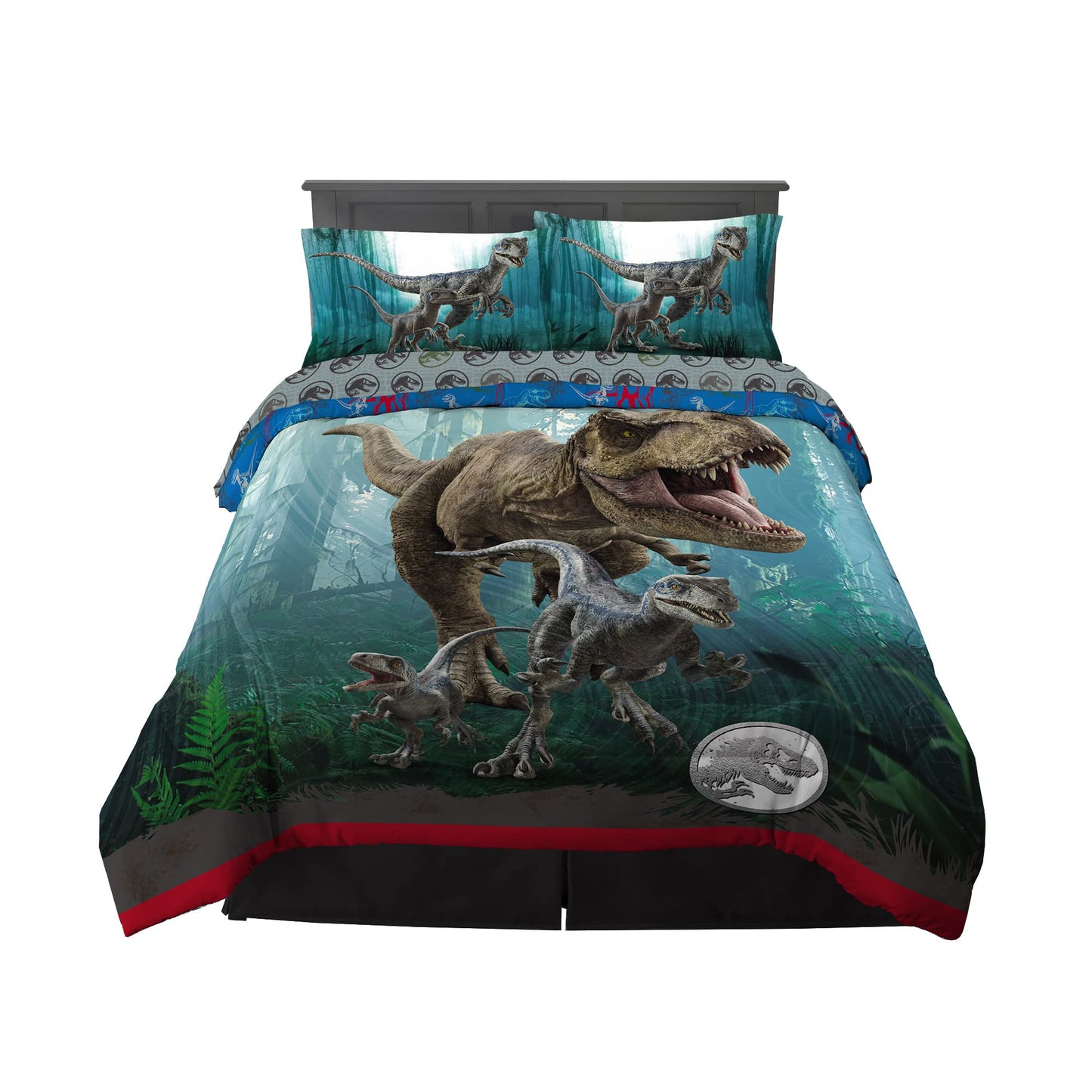 Franco Kids Bedding Super Soft Comforter and Sheet Set, 5 Piece Full Size, Jurassic World Dominion