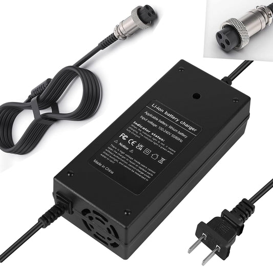 54.6V 2A (120W) 3 Prong Scooter Charger for Evercross H5/ Vsett 8, 8+, 9+(NOT for 9)/ JOYOR S5, G5, Y7-S/for KAABO Mantis 8, 8 Pro/Zero 8, 9 for 48V Lithium Li-ion Battery with 3 Holes Connector