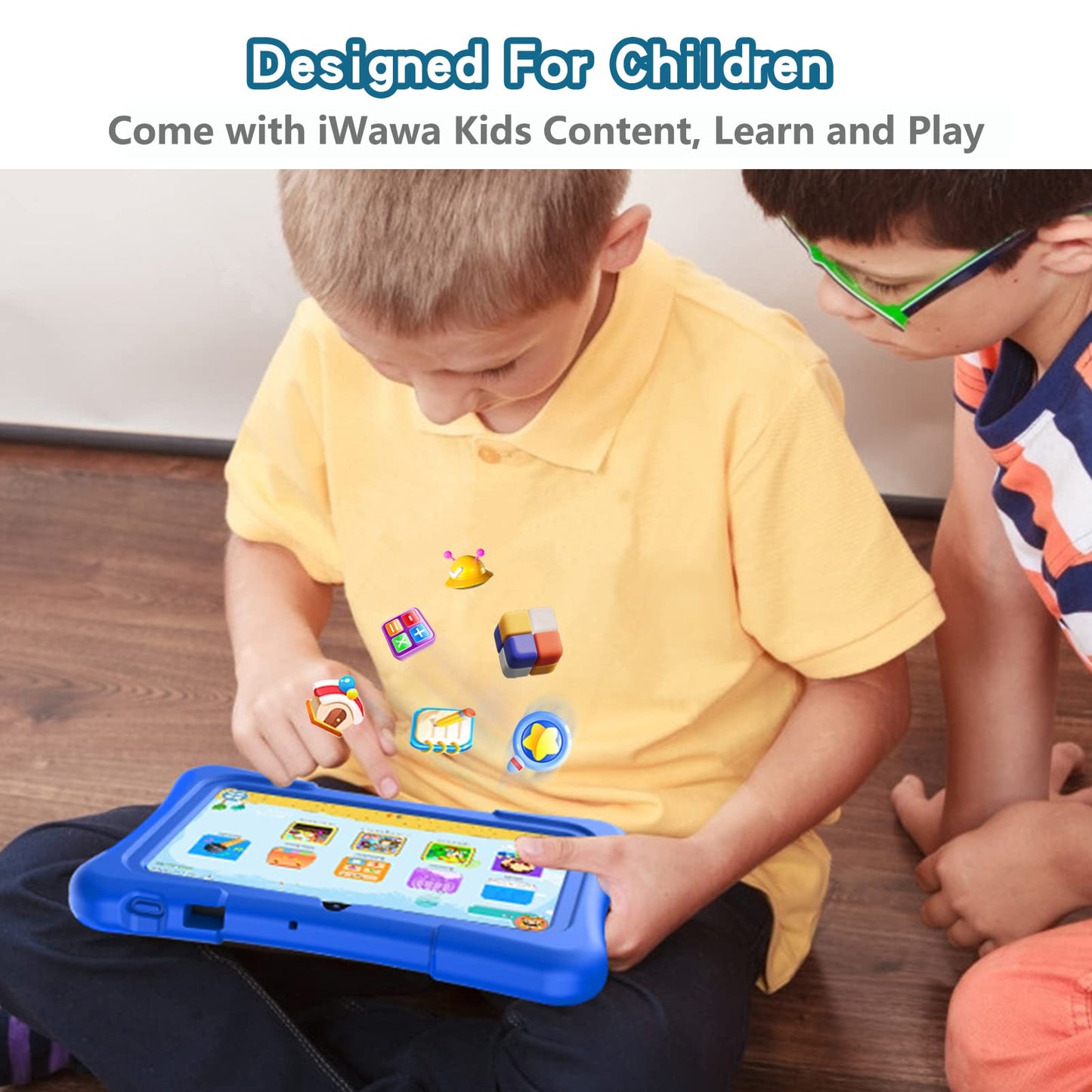 PRITOM 7 inch Tablet for Kids with Solid Case, Kids Tablets 32GB with Parental Control, Pre-Installed APPs Free Games, Learning Educational Toddler Tablet WiFi, Bluetooth, Camera