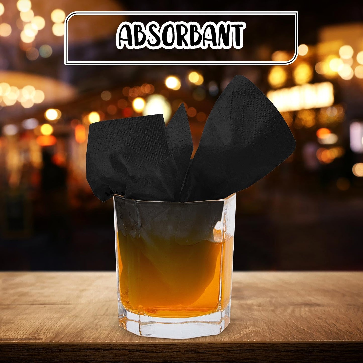 Henoyso 1000 Pack Black Cocktail Napkins Bulk 9.8 x 9.8 Inch Beverage Paper Napkins 2 Ply Disposable Dinner Napkins for Wedding Bar Party Birthday Cocktail Holiday Elegant Restaurant Event