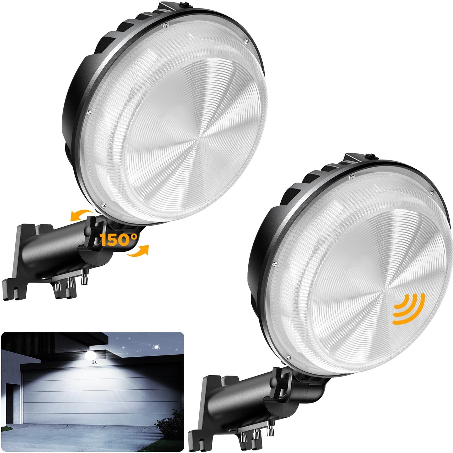 MOONTIP 150W 2 Pack LED Barn Light 20000LM Dusk to Dawn Outdoor Lighting with 150° Adjustable Photocell 6500K Daylight Yard Lights, IP66 Waterproof Area Street Light for Farmhouse Barns Warehouse