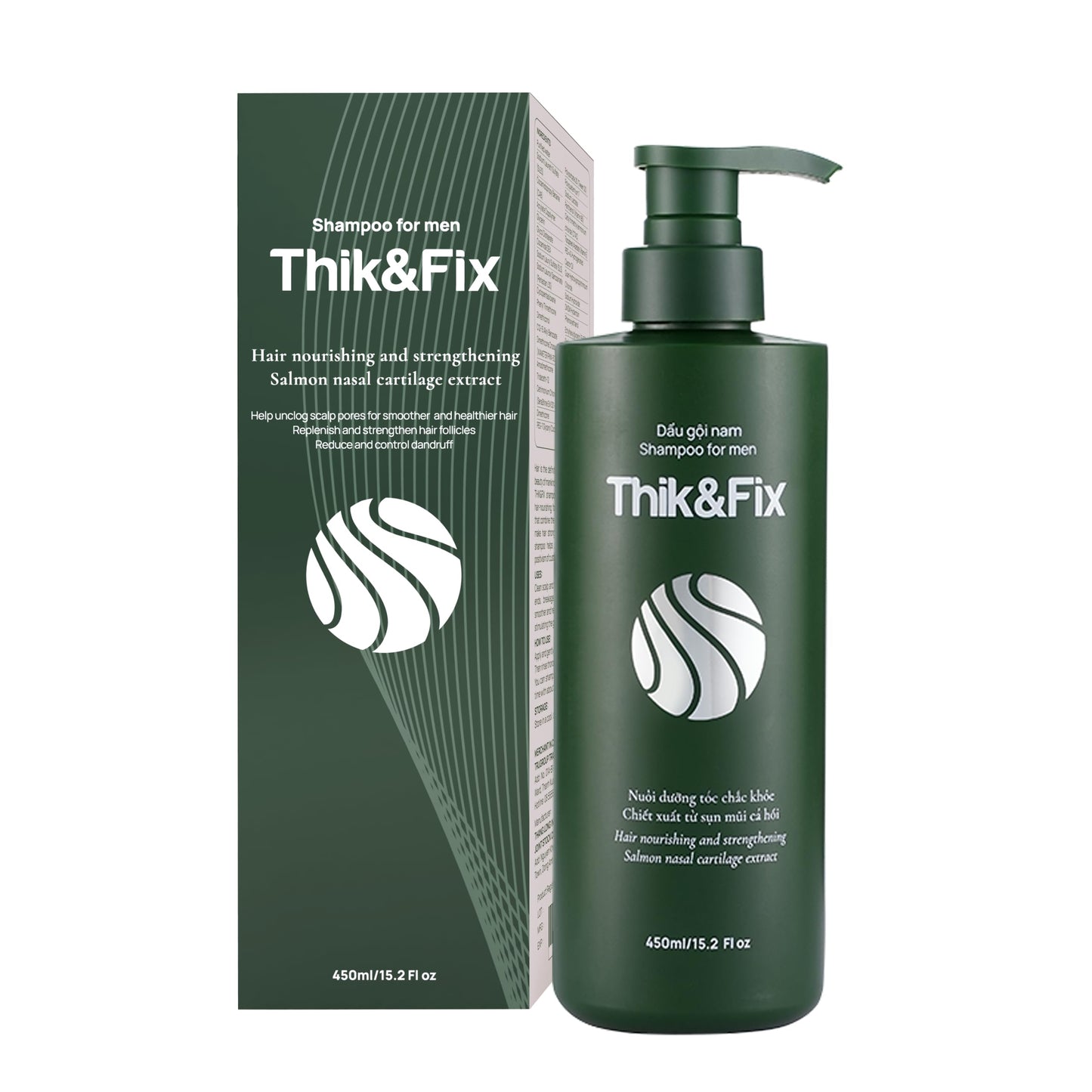 Thik&Fix Shampoo for Hair Loss & Hair Growth, Restores Hair Growth Cycle, Effective Hair Loss Shampoo Treatment for Men, Thickening Hair Growth Shampoo for Damaged Hair, Dandruff, Gray Hair (15.2oz)