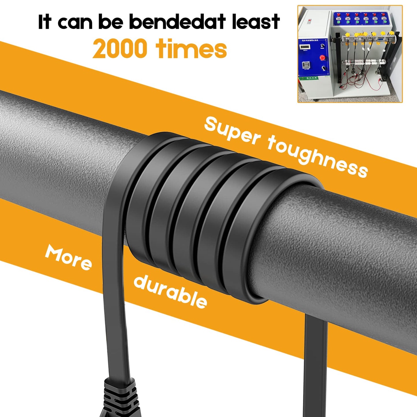 Ercielook CAT8 Ethernet Cable 150 ft High Speed, Shielded Flat Internet Cable with Clips, Weatherproof S/FTP UV Resistant for Router/Gaming/Modem - Black