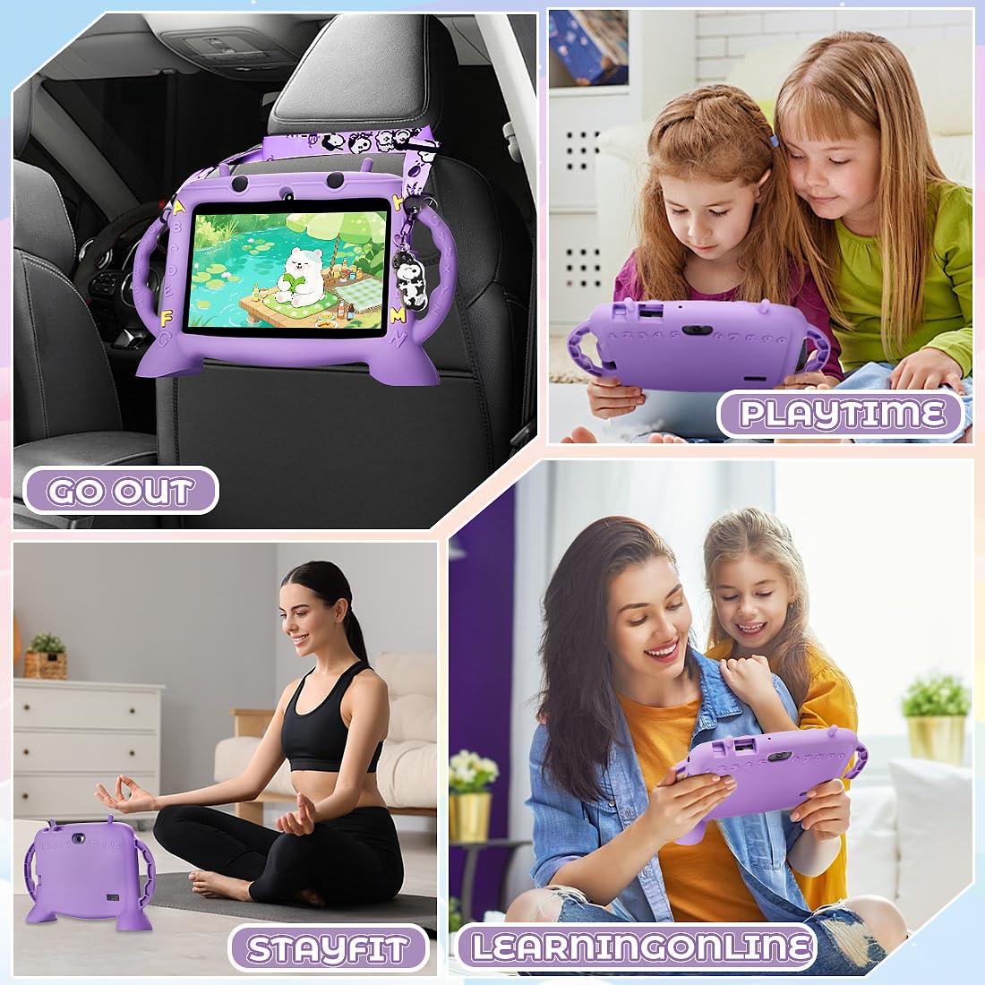 Kids Tablet, 7 inch Tablet for Kids 2-10, Educational Learning Toddler Tablet Android 11, 3GB RAM+32GB ROM Storage, Google Play YouTube, Baby Girl boy Present（Purple）