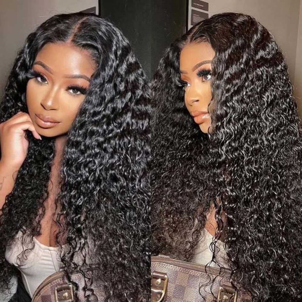 LICHANG 200% Density Deep Wave Lace Front Wigs Human Hair 26 Inch HD Lace Closure Wigs Human Hair Deep Curly 4x4 Lace Frontal Wig Human Hair Pre Plucked with Baby Hair for Black Women