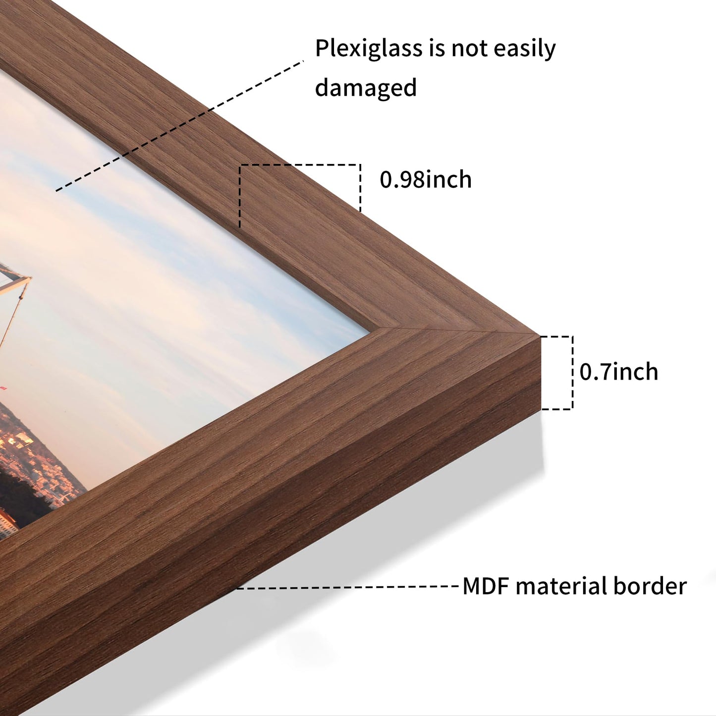 YESKAY 18x24 Picture Frame Brown Set of 3, Display Pictures 16x20 with Mat or 18 x 24 Without Mat, Poster Frames 18x24 for Wall Hanging Horizontal and Vertical