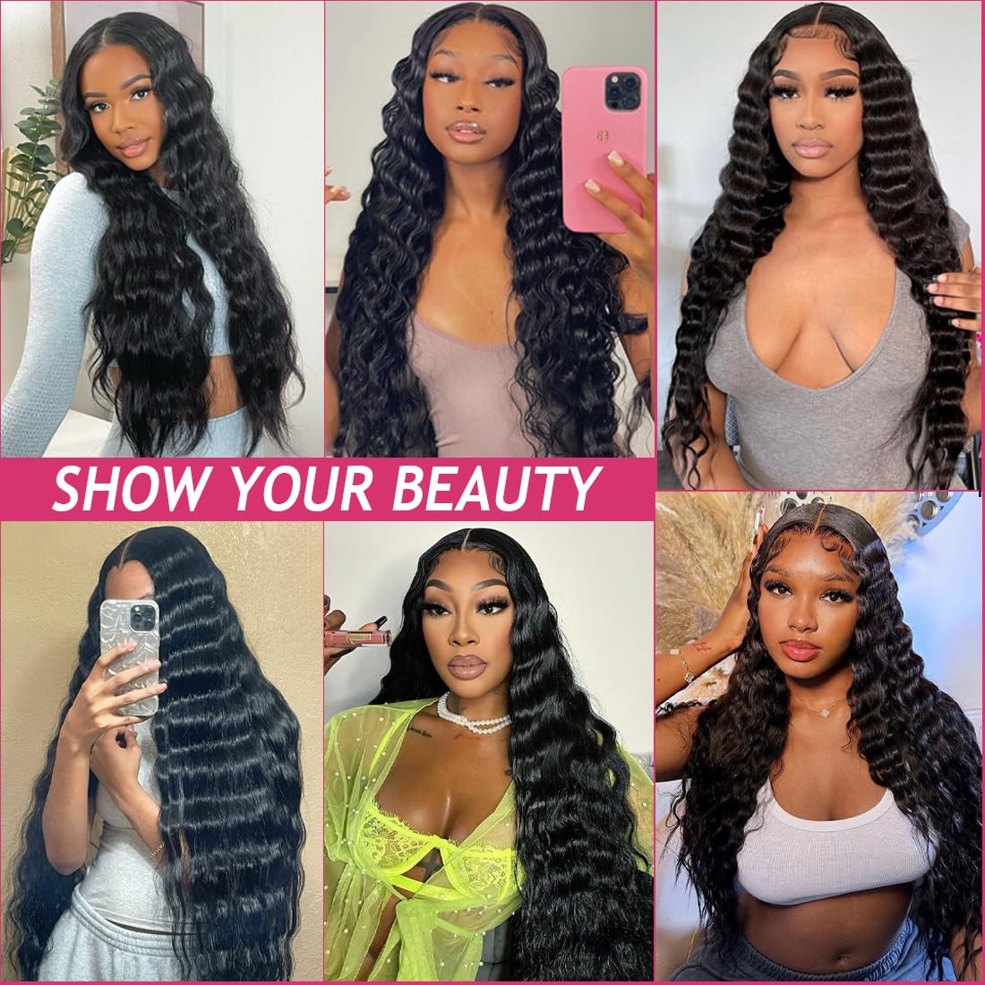 Taziza Loose Deep Wave Bundles Human Hair(14 16 18 Inch)10A Grade Brazilian Loose Deep Wave Human Hair Bundles 100% Unprocessed Virgin Hair Loose Wave Bundles for Black Women Natural Color