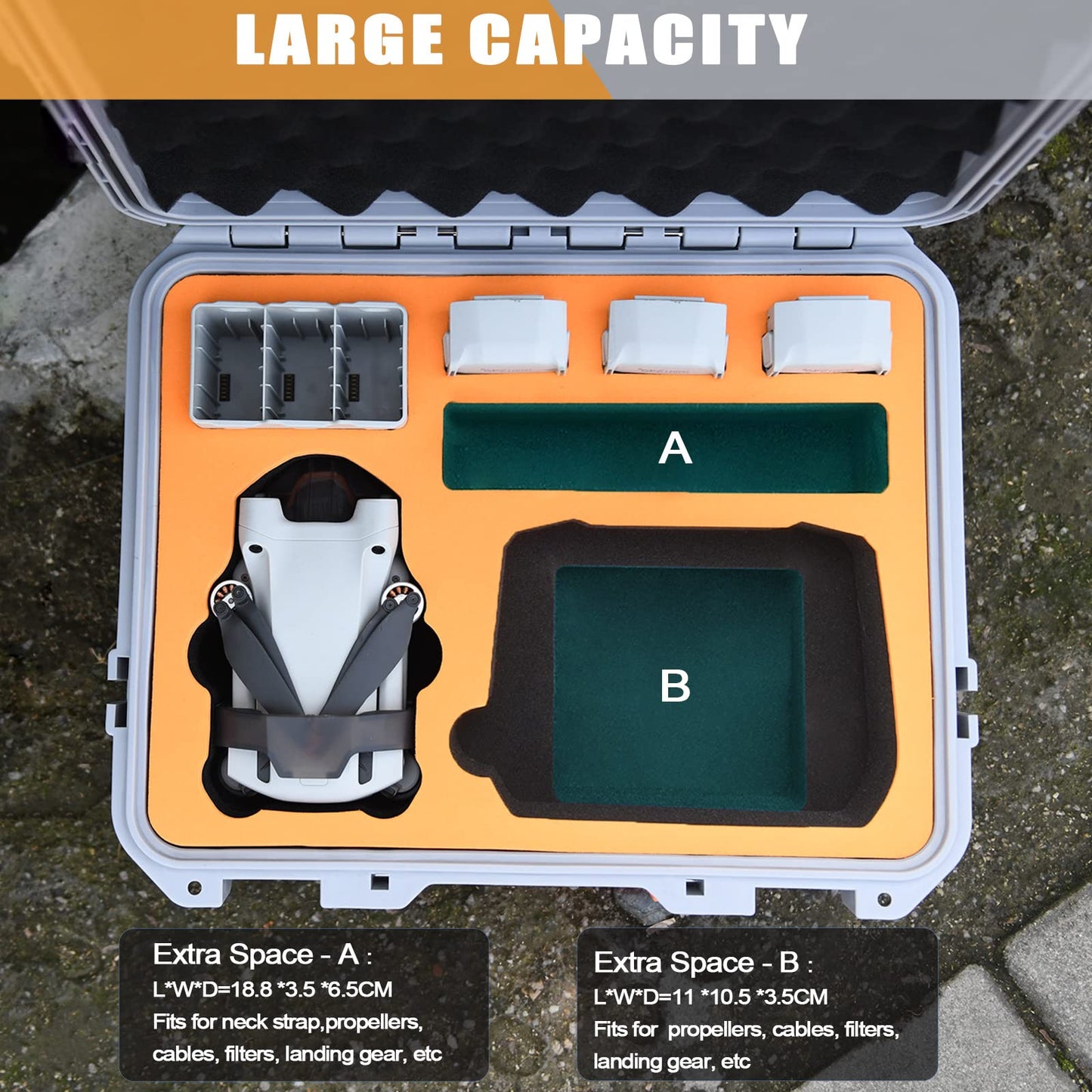 keketoha Hard Case for DJI Mini 3 Pro/Mini 3/Mini 4 Pro, Waterproof Pressure Resistant Carrying Case for DJI Mini 4 Pro/Mini 3 Pro/Mini 3 Accessories - Fits Latest DJI RC (Included Neck Strap)