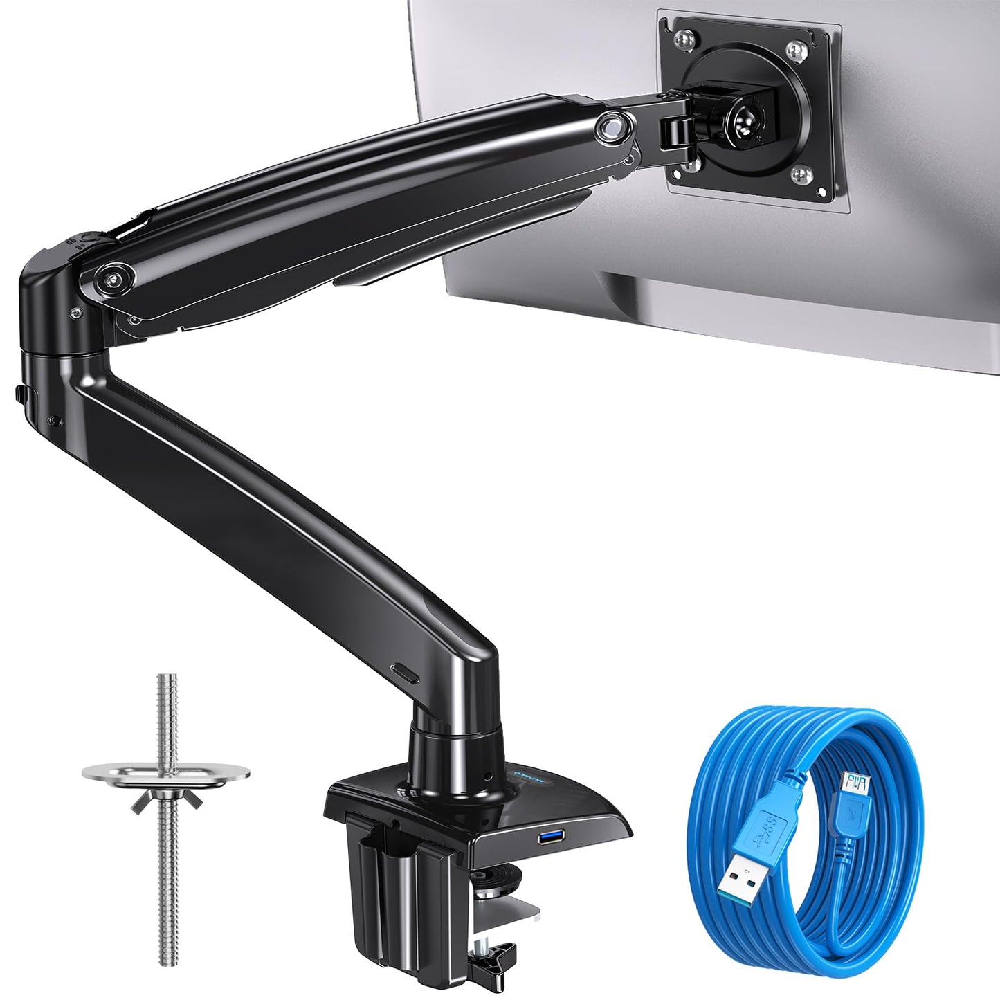 HUANUO Heavy Duty Monitor Arm for 49-Inch Ultrawide/Curved Screens, Full Motion Adjustable Monitor Mount with Aircraft-Grade Aluminum, Holds 26.4lbs, VESA 75x75/100x100mm