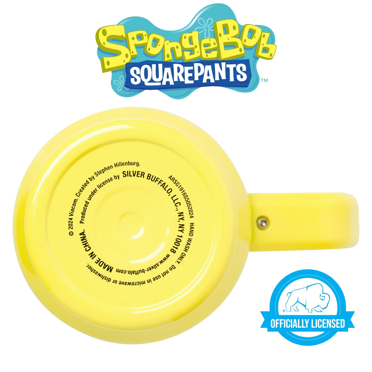 Silver Buffalo SpongeBob SquarePants Stainless Steel Tumbler with Handle, Fits in Standard Cup Holder, 40 Ounces