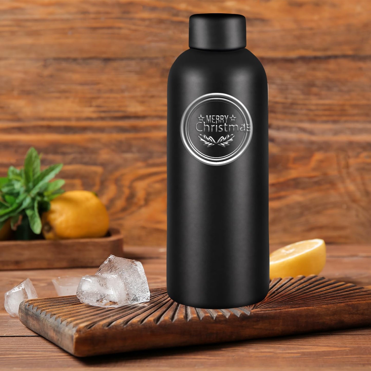WHEATHUSK 16 Pack Stainless Steel Insulated Water Bottle 17oz Blank Double Wall Vacuum Thermal Sports Bottle Personalized Powder Coated Bulk for Laser Engrave, Black
