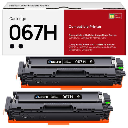 067H Toner Cartridge 2 Black - 067 Toner High Yield Replacement for Canon 067 067H Toner Cartridge Set to Work with Canon MF656CDW LBP632CDW MF654CDW MF653CDW MF651CW Printer | 067H Black Toner