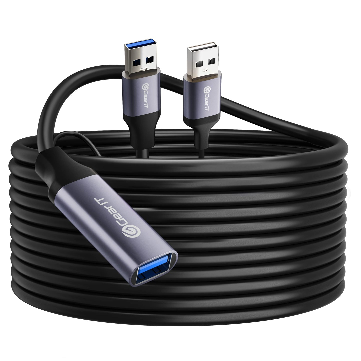 GEARit USB 3.0 Active Extension Cable (30 Feet) A-Male to A-Female USB Repeater with Signal Booster for Oculus Rift, Quest Link, Xbox 360 Kinect, PlayStation, Printer, Webcam - 30ft