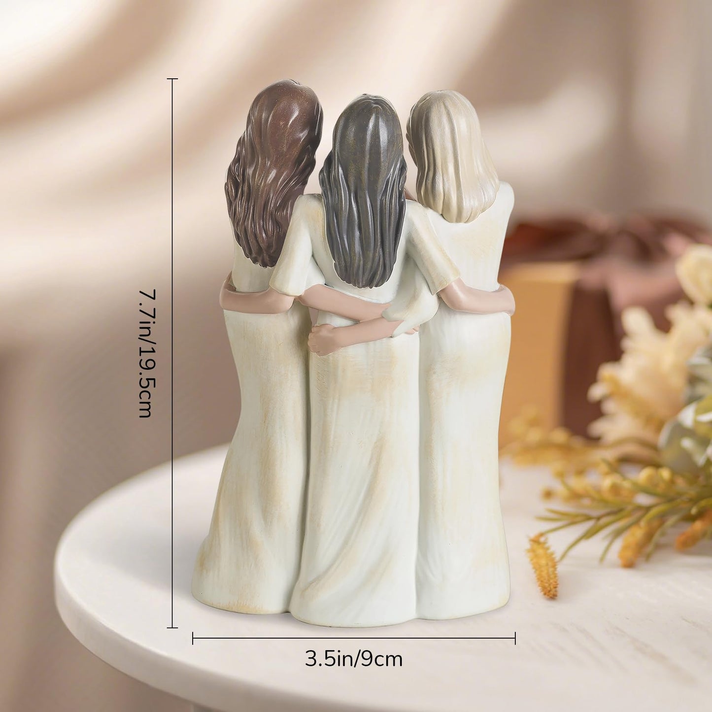 Storieme Friend Birthday Gifts for Women: Unique 3 Sisters Friendship Resin Figurines Statue - Trio Sisters Gift from Sisters - Special Christmas Friendship Day Present for Besties Female