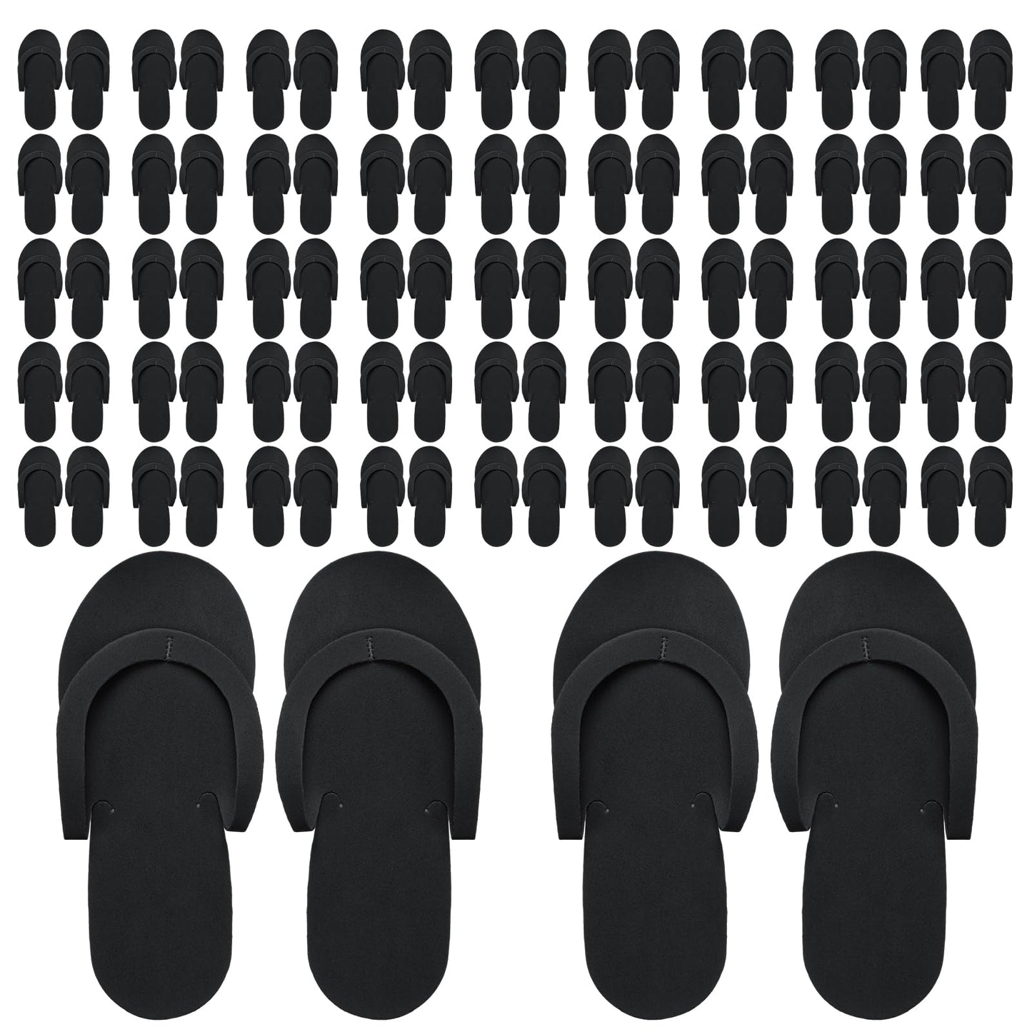 Mepase 90 Pairs Disposable Pedicure Slippers Bulk Foam Flip Flops Spa Pedi Slippers Shower Sandals for Guests Women Men Foot Nail Salon Party Supplies Wedding Favors(Black)