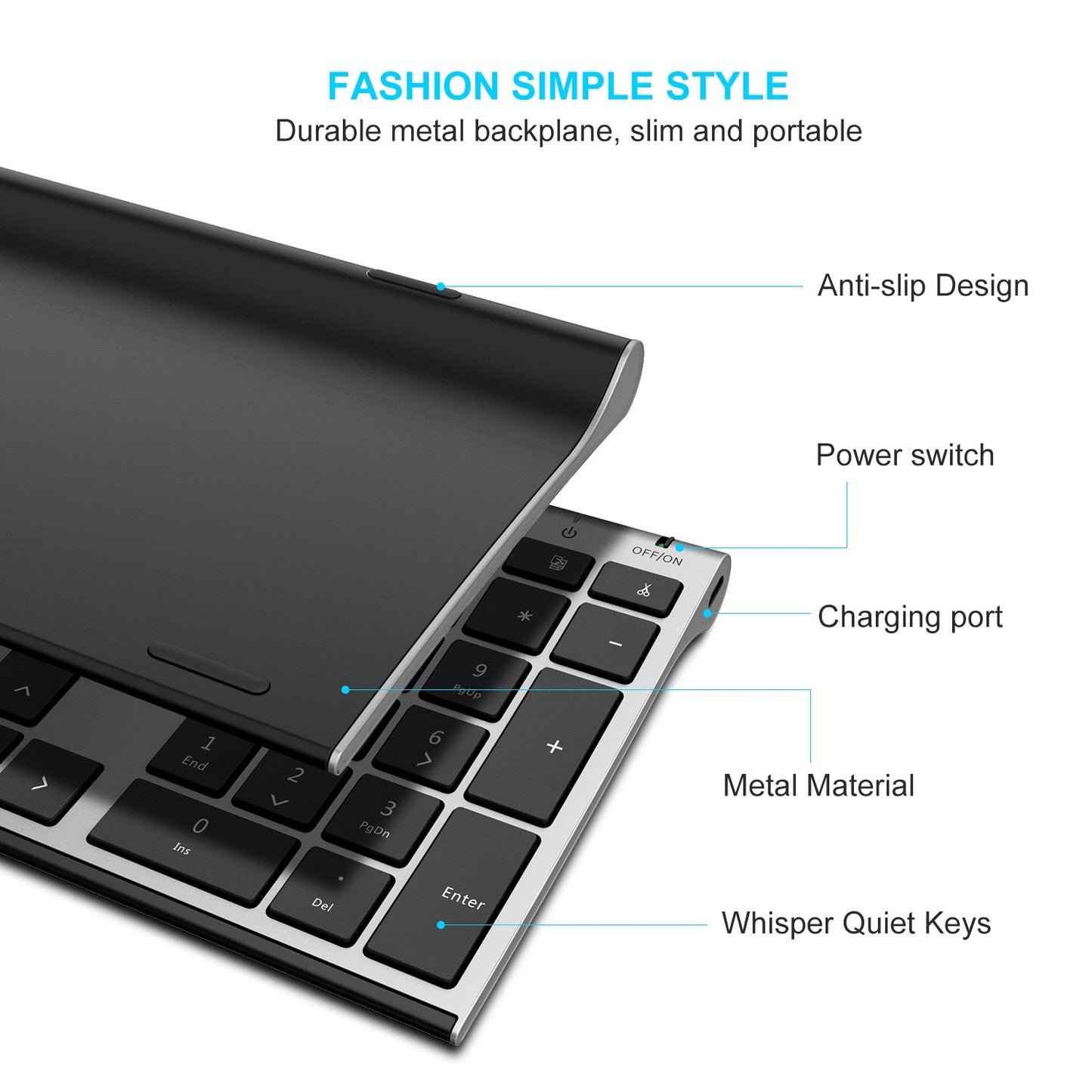 Wireless Keyboard and Mouse, Vssoplor Rechargeable Quiet Full-Size Keyboard and Mouse Combo Set Ultra Slim Design for Laptop, PC, Notebook, Desktop-Dark Gray