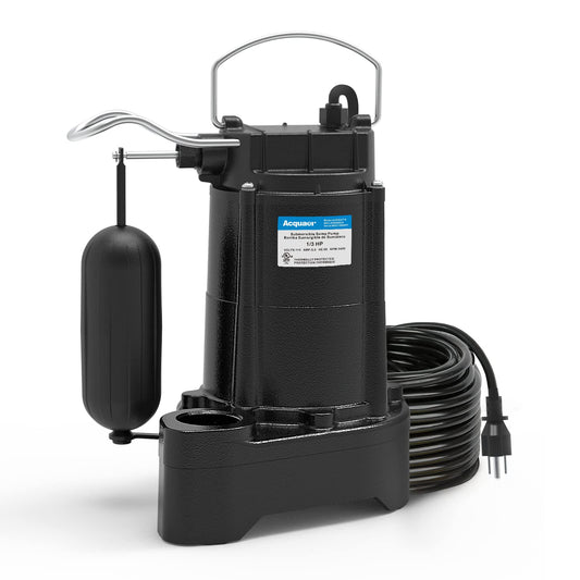 Acquaer 1/3 HP Submersible Sewage/Effluent Pump,3680 GPH Cast Iron Sump Pump with Automatic Integrated Snap-action Float Switch for Basement,Flooding Area…