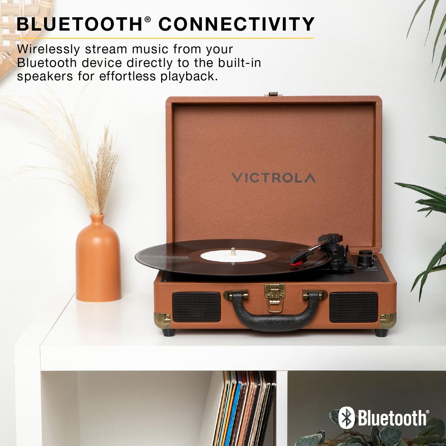 Victrola Journey II (2025 Model) – Bluetooth Suitcase Record Player – Built-in Stereo Speakers with Enhanced Bass, 3-Speed Turntable, Bluetooth Input and Output, RCA & Headphone Outputs (Turquoise)