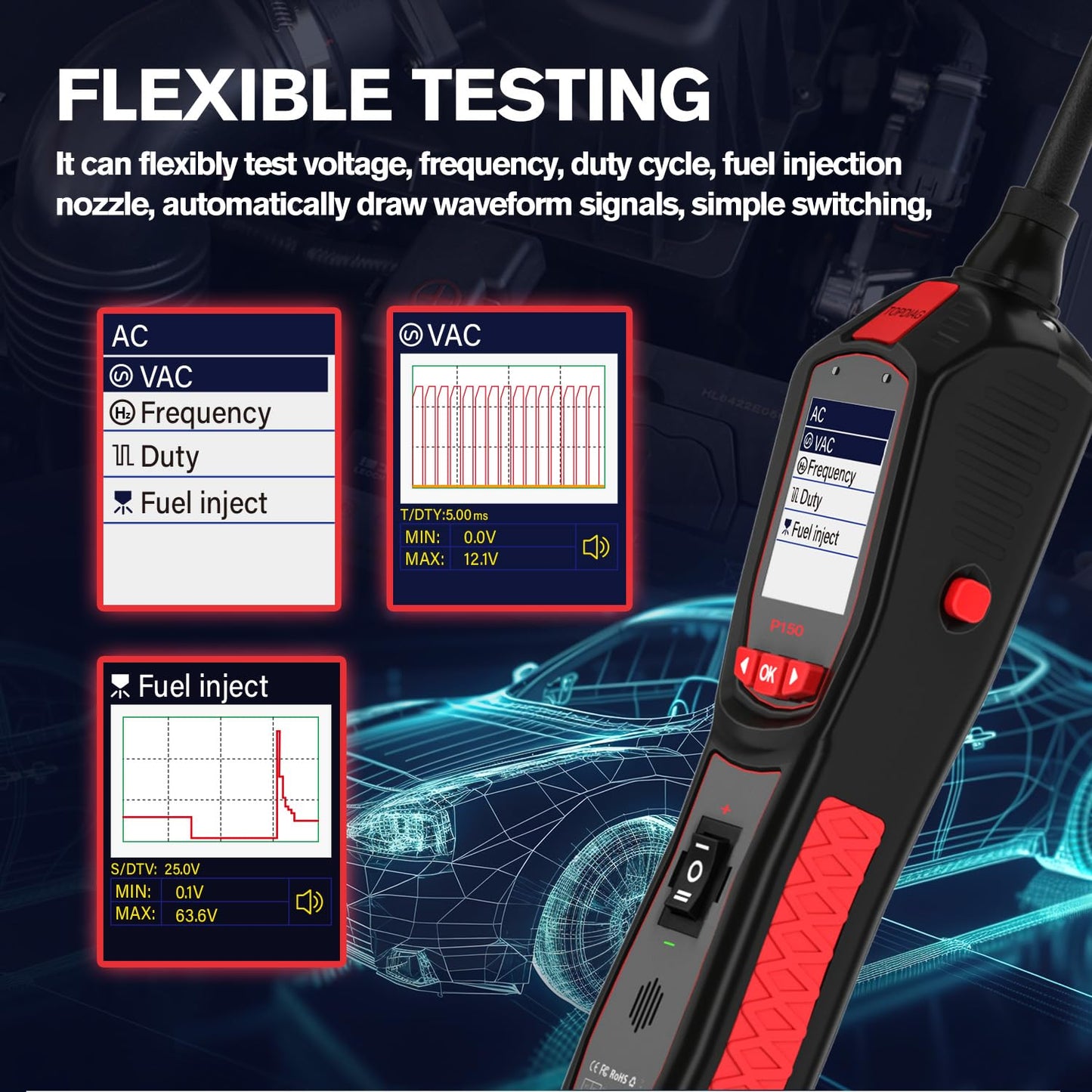 Electrical Tester for 6V-30V Cars, Short Circuit Breaker Finder Tool, Automotive Circuit Tester, Voltage Tester, P150