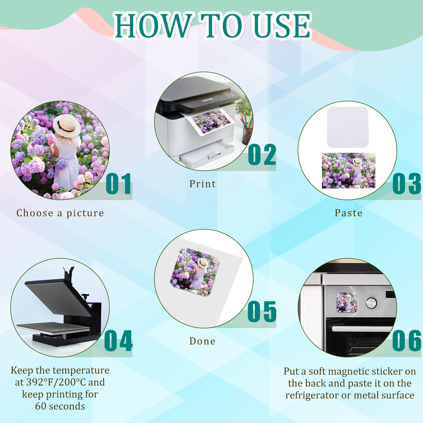 Flutesan 100 Pcs 3 x 3 Inch Sublimation Blank Refrigerator Magnets Sublimation Square Fridge Magnets Magnet Blanks MDF DIY Decorative for Car Home Office Kitchen Wall