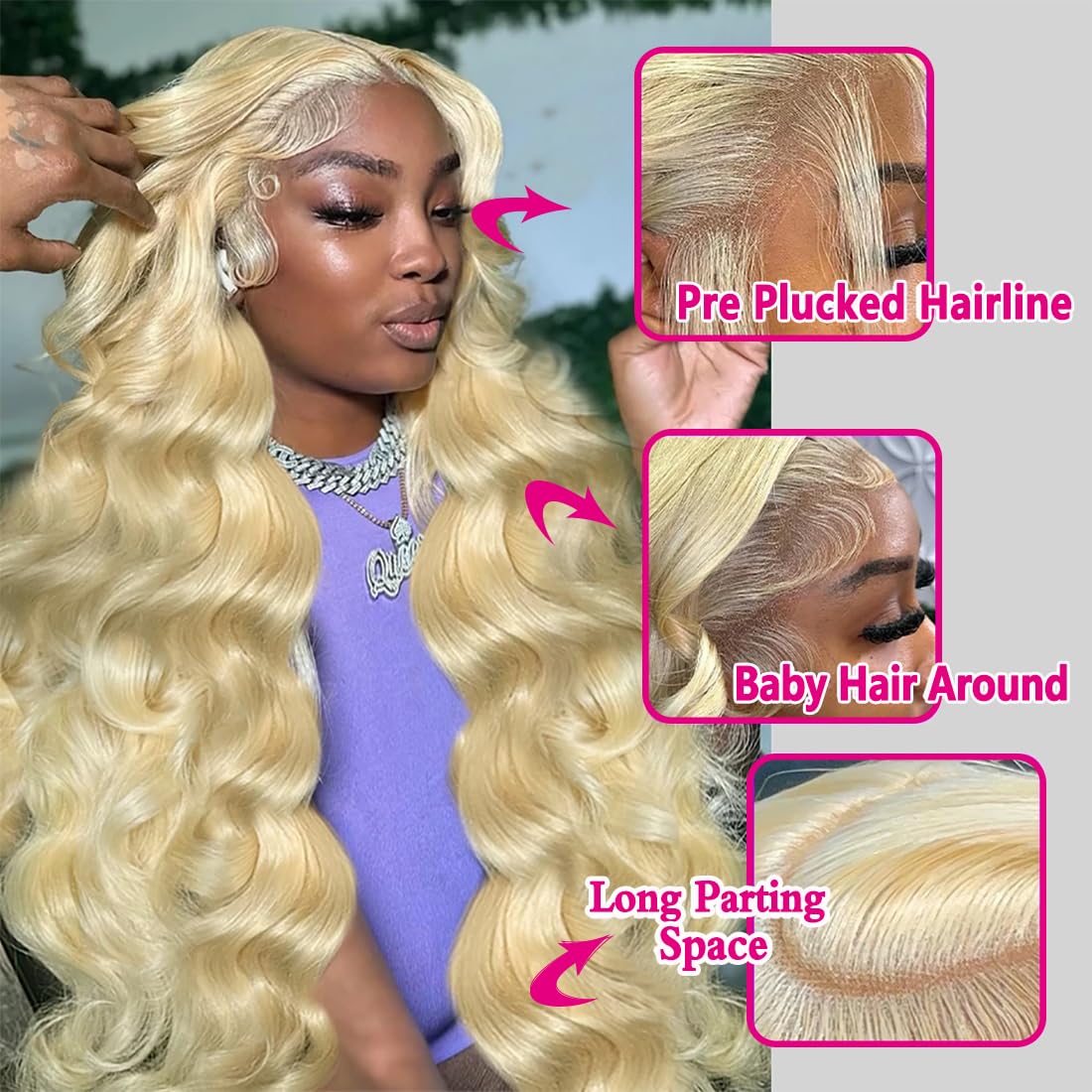 Jewhaut 613 13x6 Lace Front Wig Human Hair 28 Inch Body Wave Blonde Wig Human Hair 613 HD Transparent Lace Frontal Wigs Human Hair Pre Plucked Blonde Human Hair Wig