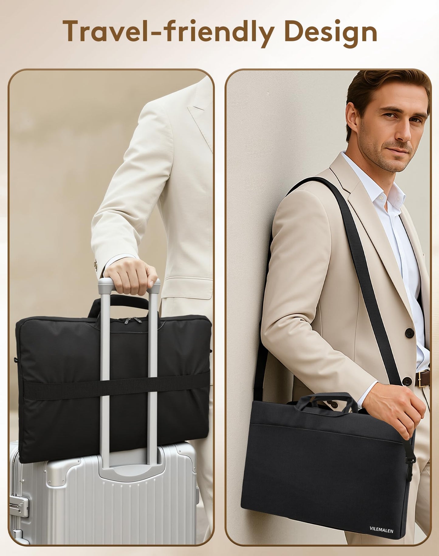 23.8-24 Inch Portable Monitor Sleeve, Water-Resistant Dustproof Case & Soft Lining with Multi-Carry Design (Handle/Shoulder Strap/Luggage Strap), Multi-Pocket Protective Bag for Monitor/Laptop/Tablet