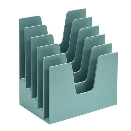 Acrimet 5 Section Incline File Sorter Organizer, Mail, Folder, Letter Desk Organizer, Rack for Office Organization Desktop (Plastic) (Solid Green Color)