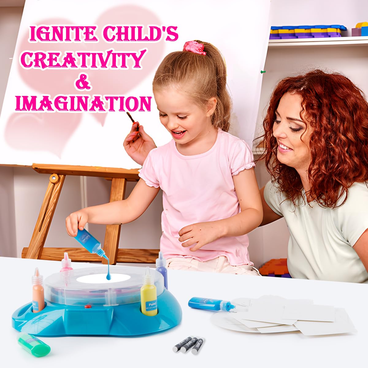 Sixth Space Spin Art Machine with Adjustable Speed for Kids Ages 6+, Arts&Crafts Paint Spinner Toys with Thicker Splatter Guard, Origami Artwork, Kids Crafts Kits, Gift for Boys Girls Adults