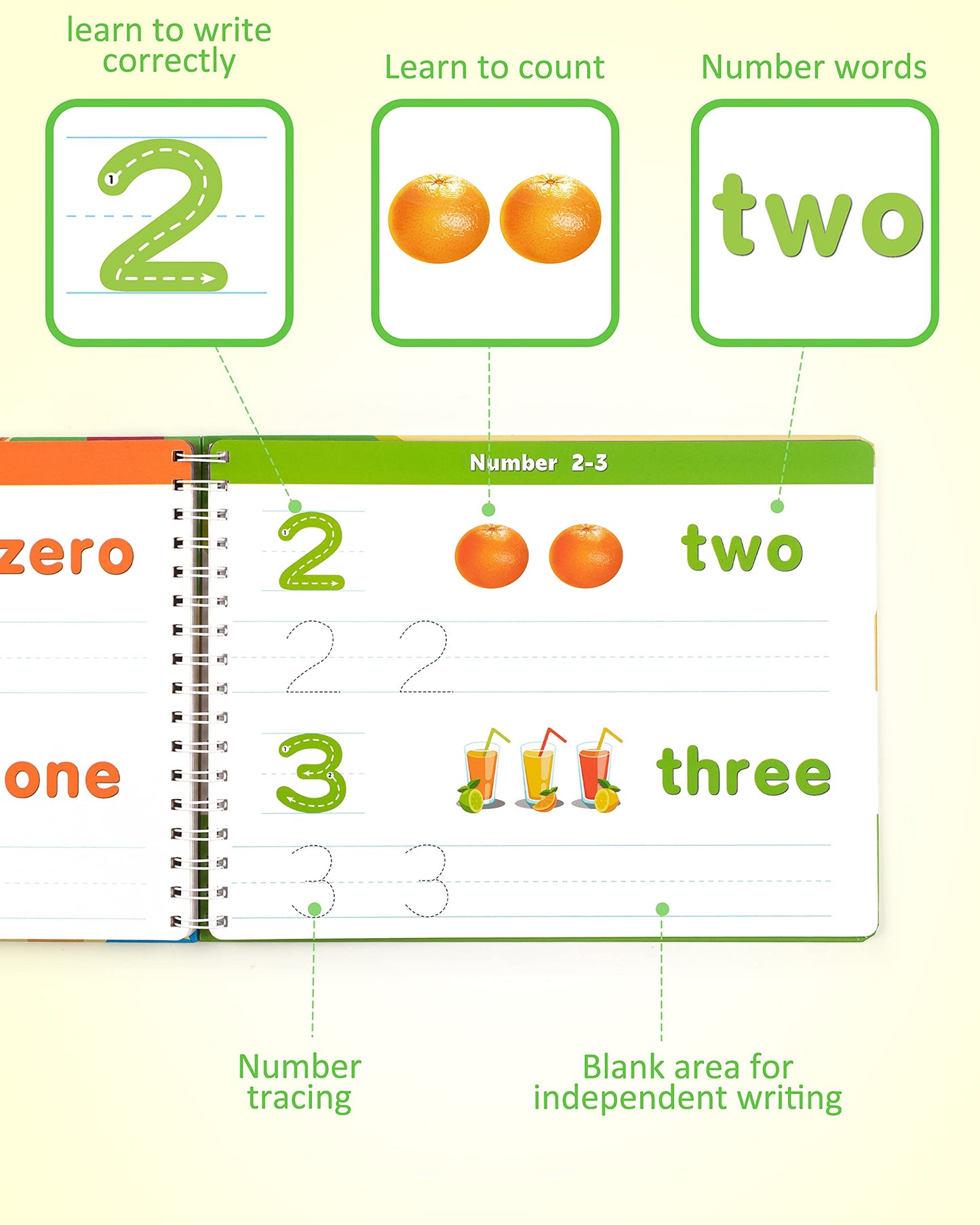 Coogam Writing Learning Workbook, Numbers Letters Exercise Book, ABC Alphabet Sight Words Handwriting Educational Montessori Toy for Home Classroom Nursery Preschool Children