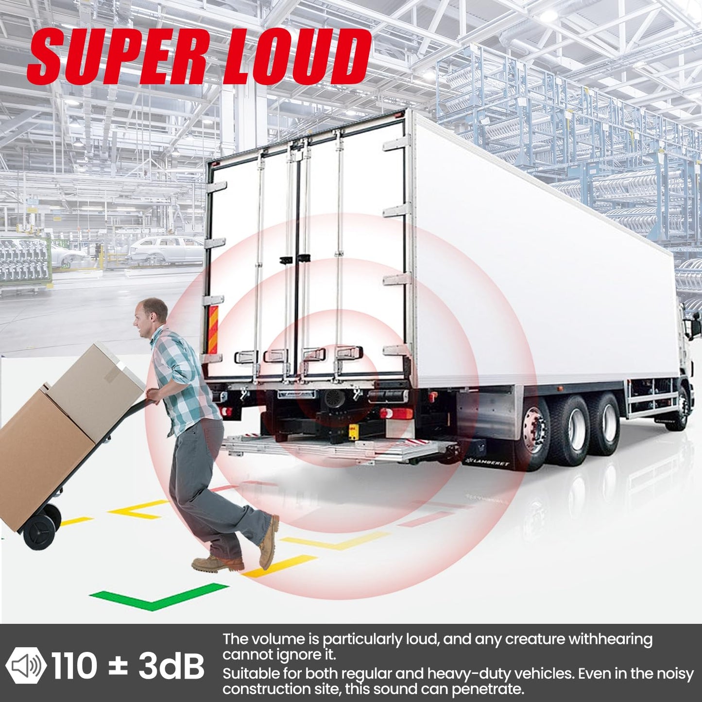 MIRKOO Backup Alarm 110dB 12V-80V DC Waterproof Industrial Heavy-Duty Backup Reverse Warning Alarm with Super Loud Beeper Tone for Truck Van Freight Car Lorry Heavy Vehicles (110dB-6PC)