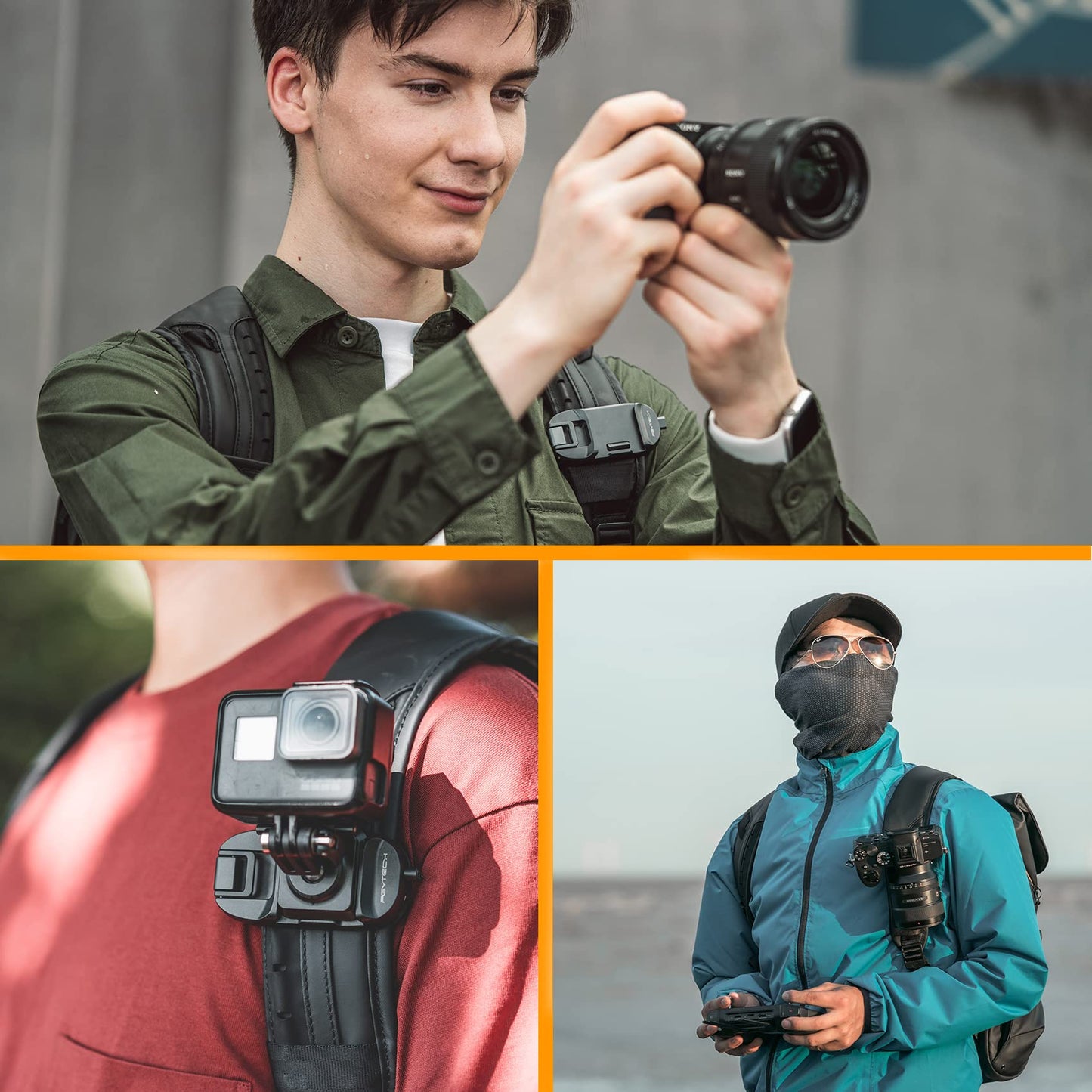 PGYTECH Beetle Camera Clip with Plate Camera Quick Release System for Sony, Nikon, Fuji, DSLR Action Camera Backpack Camera Strap Mount (for Camera)